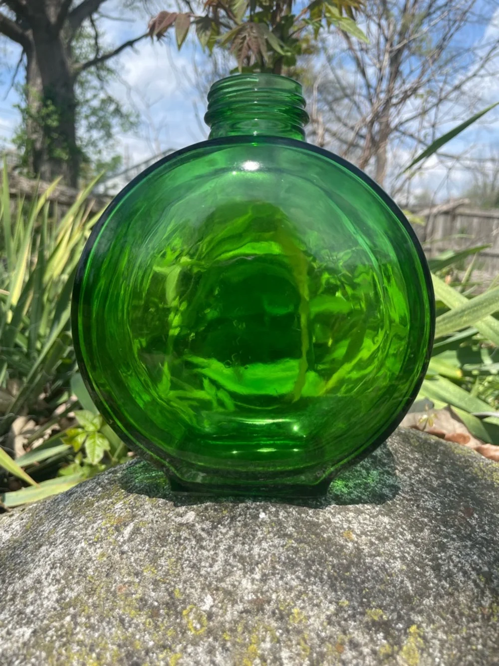 Vintage Green Glass Decorative Bottle Vase - Picture 7 of 10